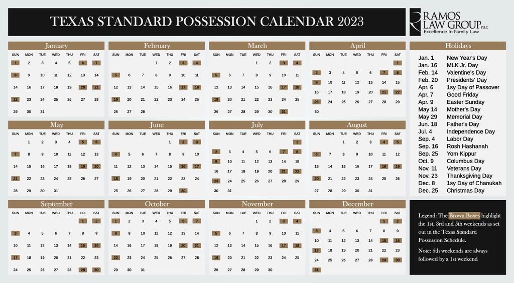 Extended Standard Possession Calendar 2024 libby