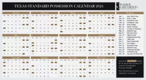 Standard Possession Order Calendar | Ramos Law Group, PLLC.
